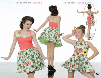 Spring summer petticoat floral 1950's watermelon print dance recital competition costume